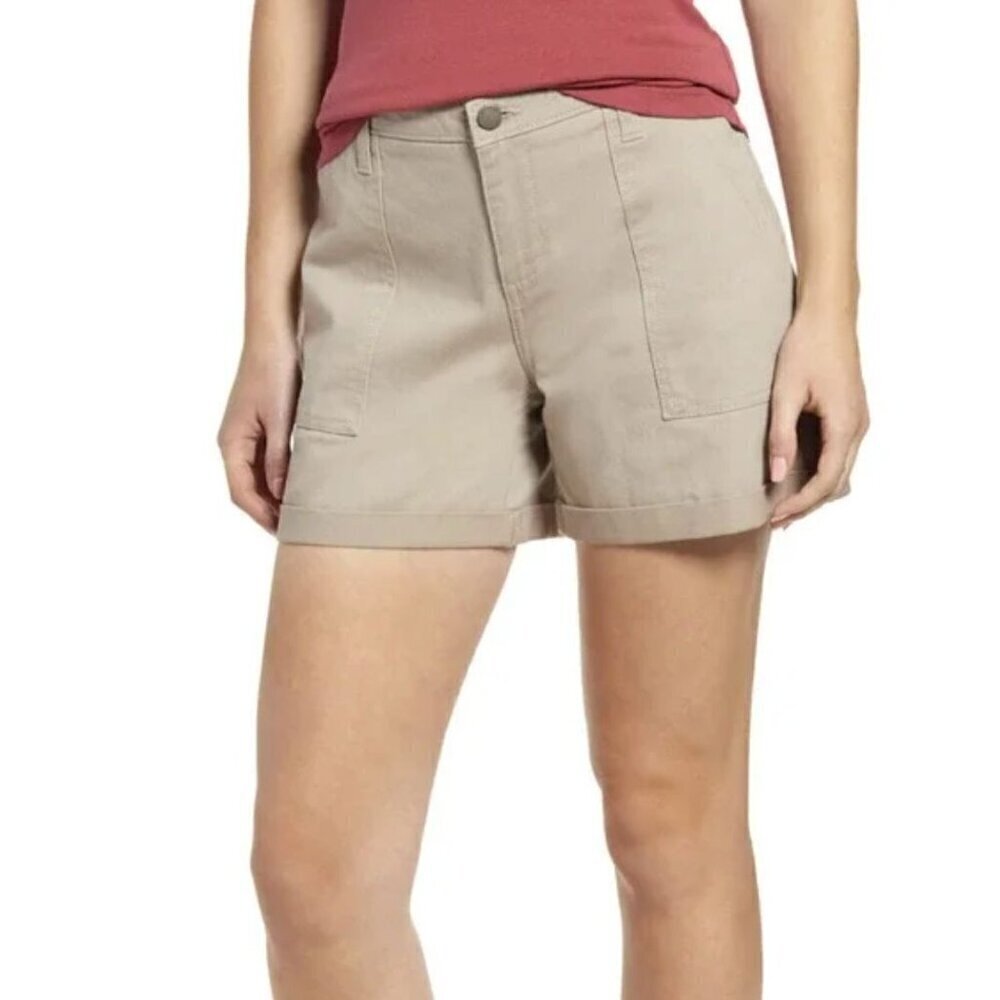 New Caslon Women's Size 10 Rolled Cuff Twill Shorts​​​​​​​ Tan